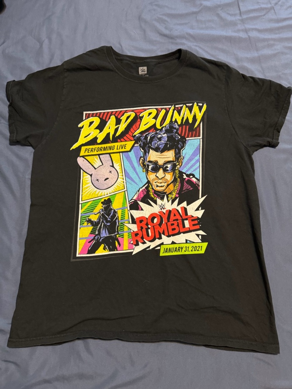 Bad Bunny Royal Rumble 2021 WWE Special Limited Edition TShirt Size L. AUTHENTIC